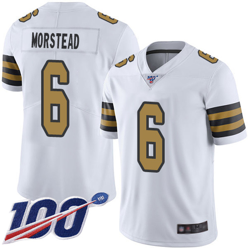 Men New Orleans Saints Limited White Thomas Morstead Jersey NFL Football #6 100th Season Rush Vapor Untouchable Jersey->new orleans saints->NFL Jersey